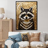 Gold and black curious racoon - Raccoon Canvas Wall Art