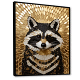 Gold and black curious racoon - Raccoon Canvas Wall Art