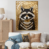 Gold and black curious racoon - Raccoon Canvas Wall Art