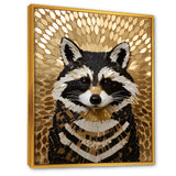 Gold and black curious racoon - Raccoon Canvas Wall Art