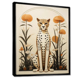 Beige and green mid century cheetah meadow - Animals Canvas Wall Art