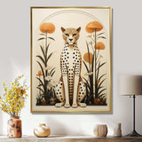 Beige and green mid century cheetah meadow - Animals Canvas Wall Art