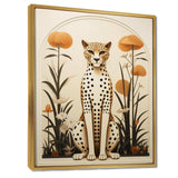 Beige and green mid century cheetah meadow - Animals Canvas Wall Art