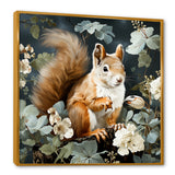 Brown and green Forest squirrel blooms - Squirrel Wall Art Prints