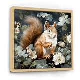 Brown and green Forest squirrel blooms - Squirrel Wall Art Prints