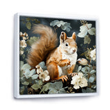 Brown and green Forest squirrel blooms - Squirrel Wall Art Prints
