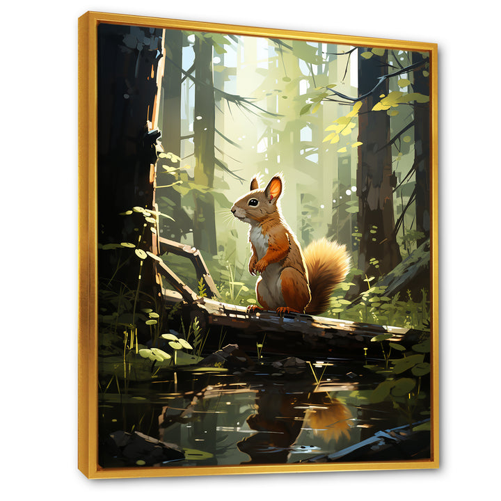 Brown and green squirrel forest acrobat - Brown Squirrel Wall Art