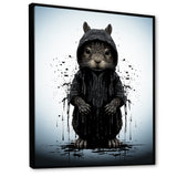Black squirrel silhouette elegance - Squirrel Framed Canvas Art
