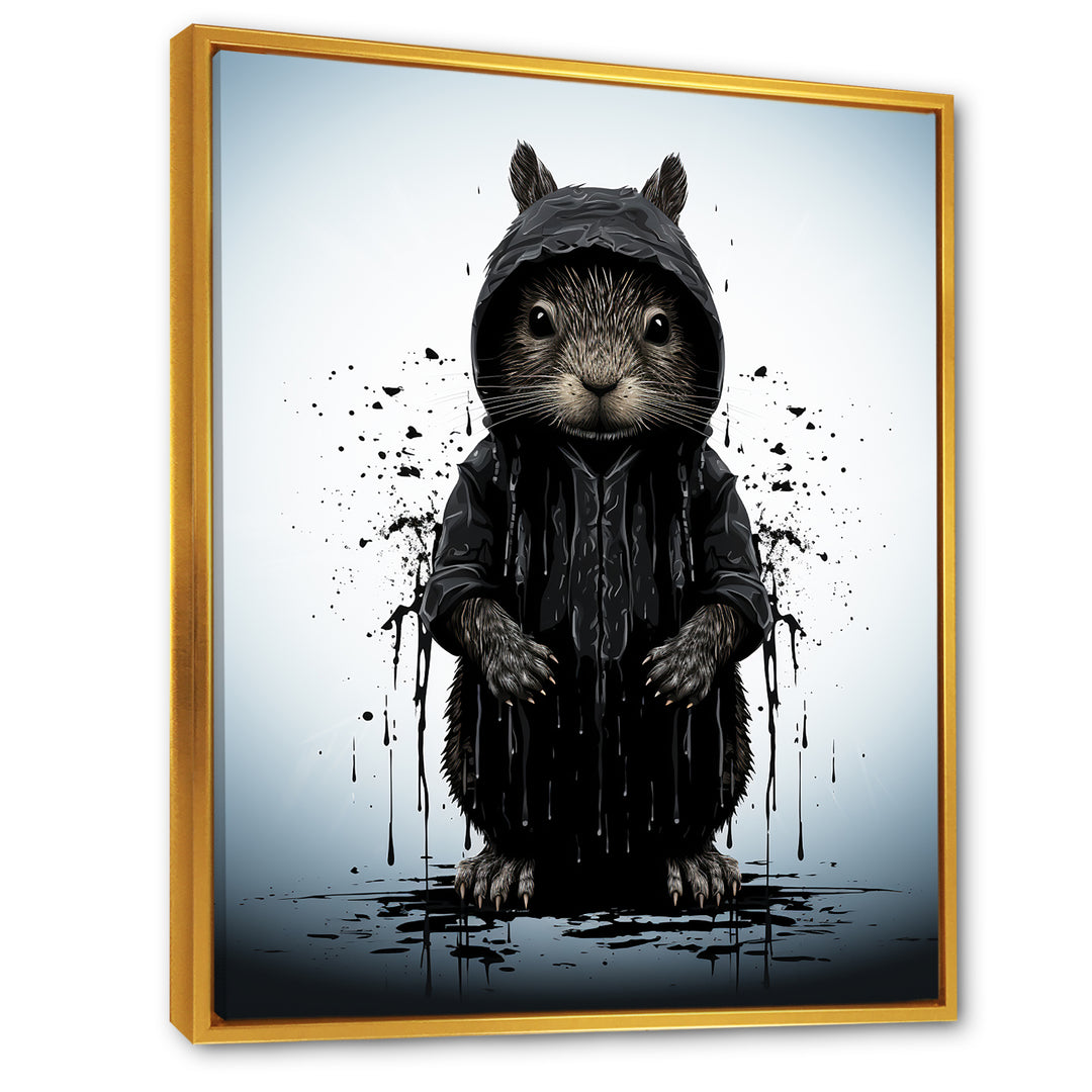 Black squirrel silhouette elegance - Squirrel Framed Canvas Art