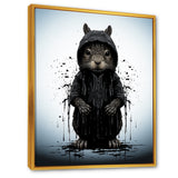 Black squirrel silhouette elegance - Squirrel Framed Canvas Art