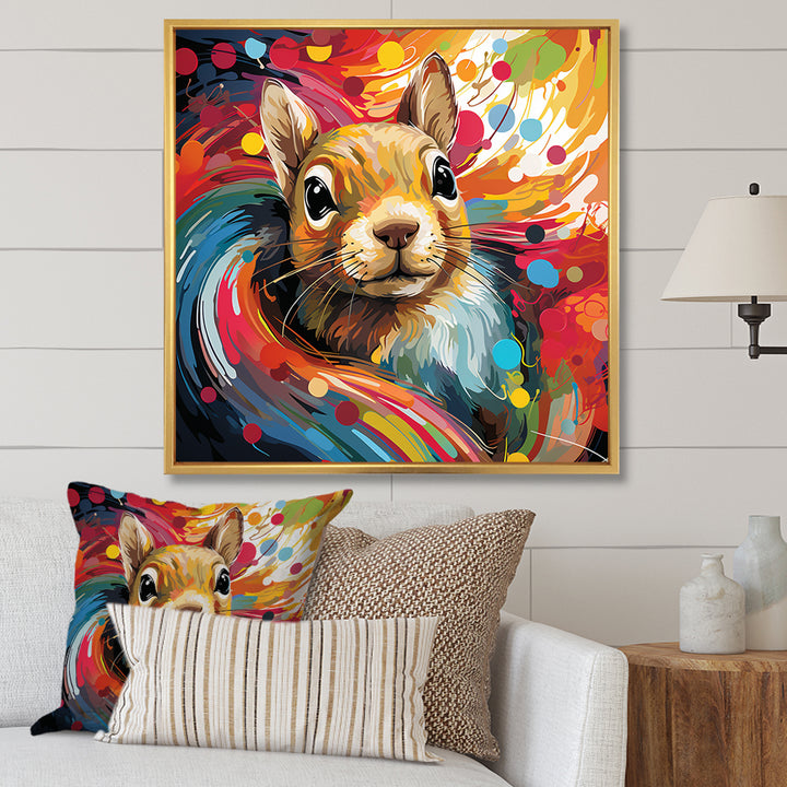 Colorful pop art squirrel portrait - Squirrel Large Canvas Wall Art