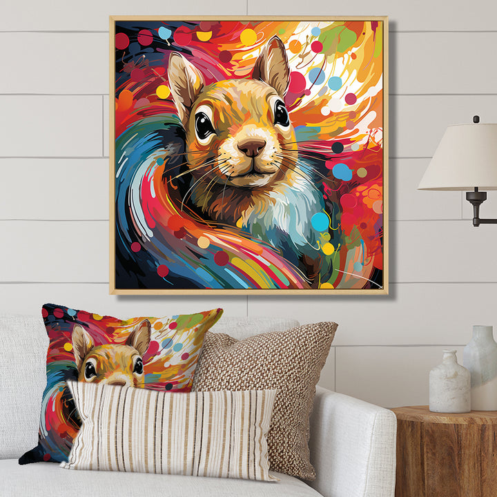 Colorful pop art squirrel portrait - Squirrel Large Canvas Wall Art
