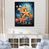 Blue and orange starfish collage - Starfish Canvas Wall Art