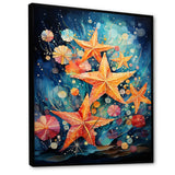 Blue and orange starfish collage - Starfish Canvas Wall Art