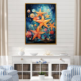 Blue and orange starfish collage - Starfish Canvas Wall Art