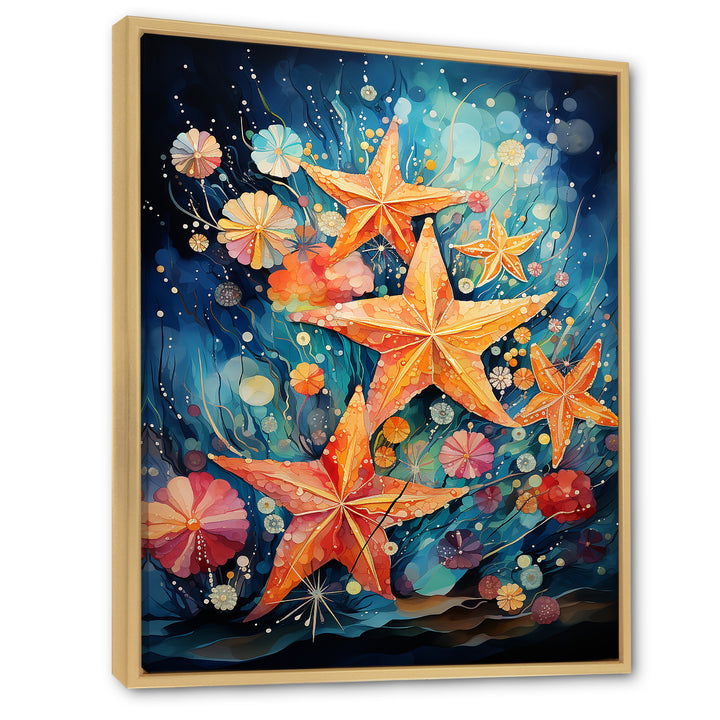 Blue and orange starfish collage - Starfish Canvas Wall Art