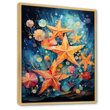 Blue and orange starfish collage - Starfish Canvas Wall Art