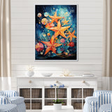 Blue and orange starfish collage - Starfish Canvas Wall Art