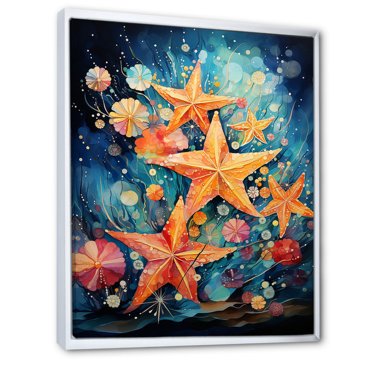 Blue and orange starfish collage - Starfish Canvas Wall Art