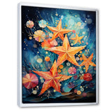 Blue and orange starfish collage - Starfish Canvas Wall Art