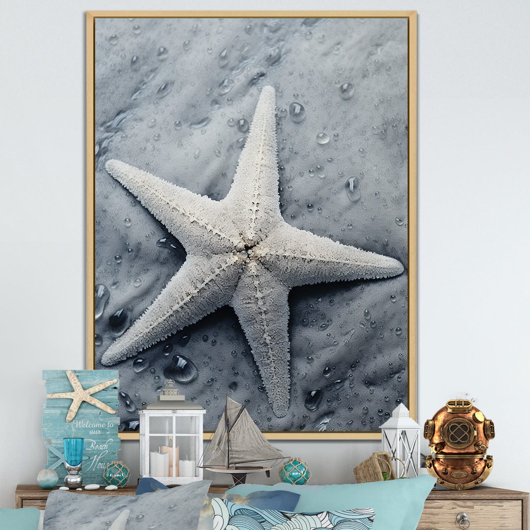 Grey minimalist Starfish Coastal gem - Starfish Wall Decor