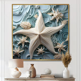 White and blue Oceanic starfish Gem - Starfish Wall Art Prints