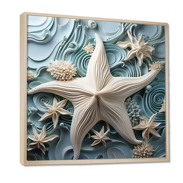White and blue Oceanic starfish Gem - Starfish Wall Art Prints