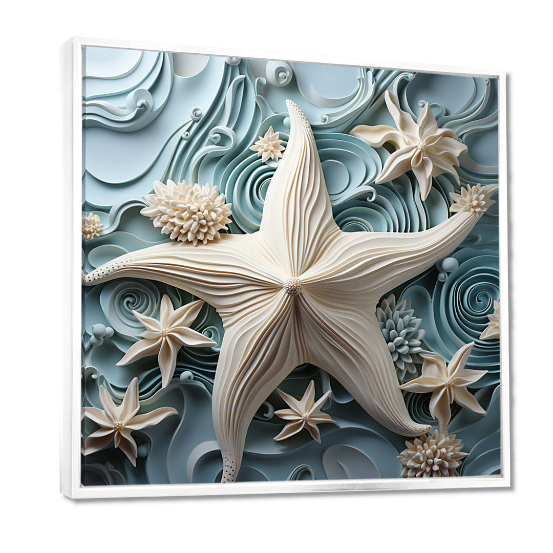 White and blue Oceanic starfish Gem - Starfish Wall Art Prints