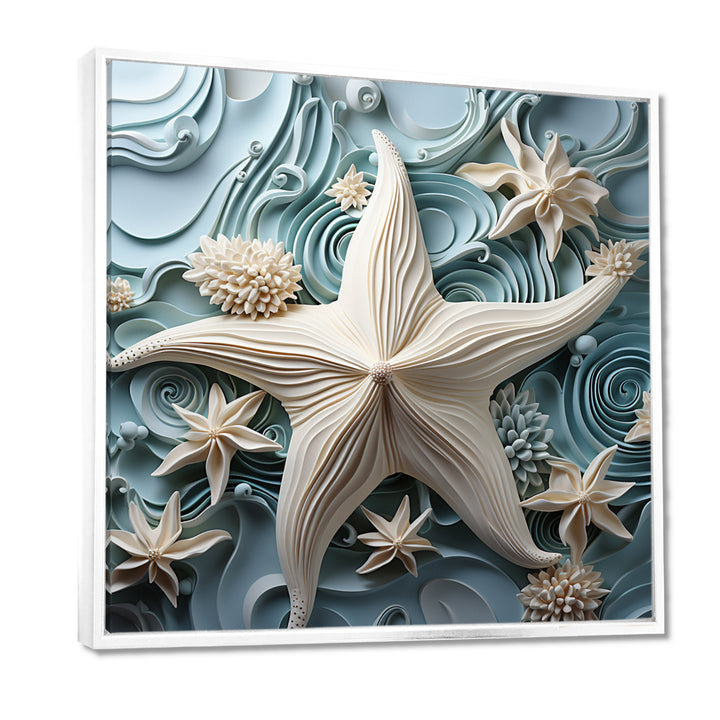 White and blue Oceanic starfish Gem - Starfish Wall Art Prints
