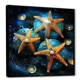 Yellow starfish on oceanic Gem stone - Yellow Starfish Wall Art