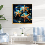 Yellow starfish on oceanic Gem stone - Yellow Starfish Wall Art