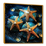 Yellow starfish on oceanic Gem stone - Yellow Starfish Wall Art