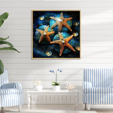 Yellow starfish on oceanic Gem stone - Yellow Starfish Wall Art