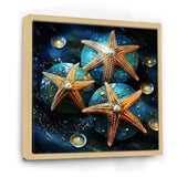 Yellow starfish on oceanic Gem stone - Yellow Starfish Wall Art