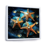 Yellow starfish on oceanic Gem stone - Yellow Starfish Wall Art