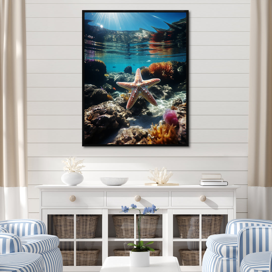 Blue Rainbow Starfish photo - Blue Starfish Wall Art