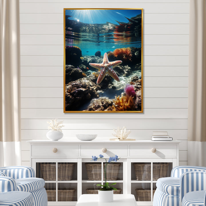 Blue Rainbow Starfish photo - Blue Starfish Wall Art
