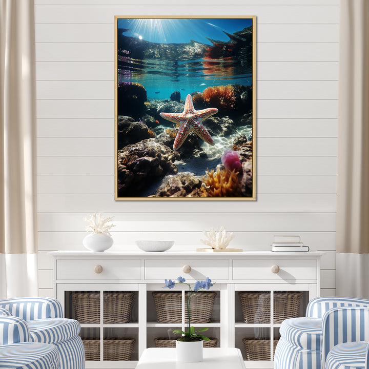 Blue Rainbow Starfish photo - Blue Starfish Wall Art