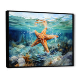 Orange Oasis Watercolor Starfish - Starfish Framed Canvas Art
