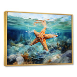 Orange Oasis Watercolor Starfish - Starfish Framed Canvas Art