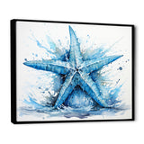 Watercolor blue Starfish - Starfish Large Canvas Wall Art