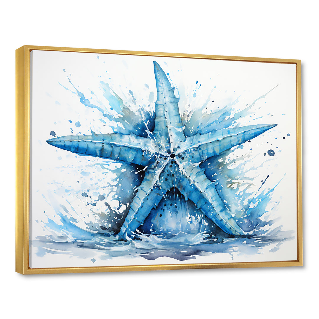 Watercolor blue Starfish - Starfish Large Canvas Wall Art