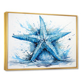 Watercolor blue Starfish - Starfish Large Canvas Wall Art