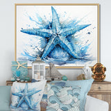 Watercolor blue Starfish - Starfish Large Canvas Wall Art