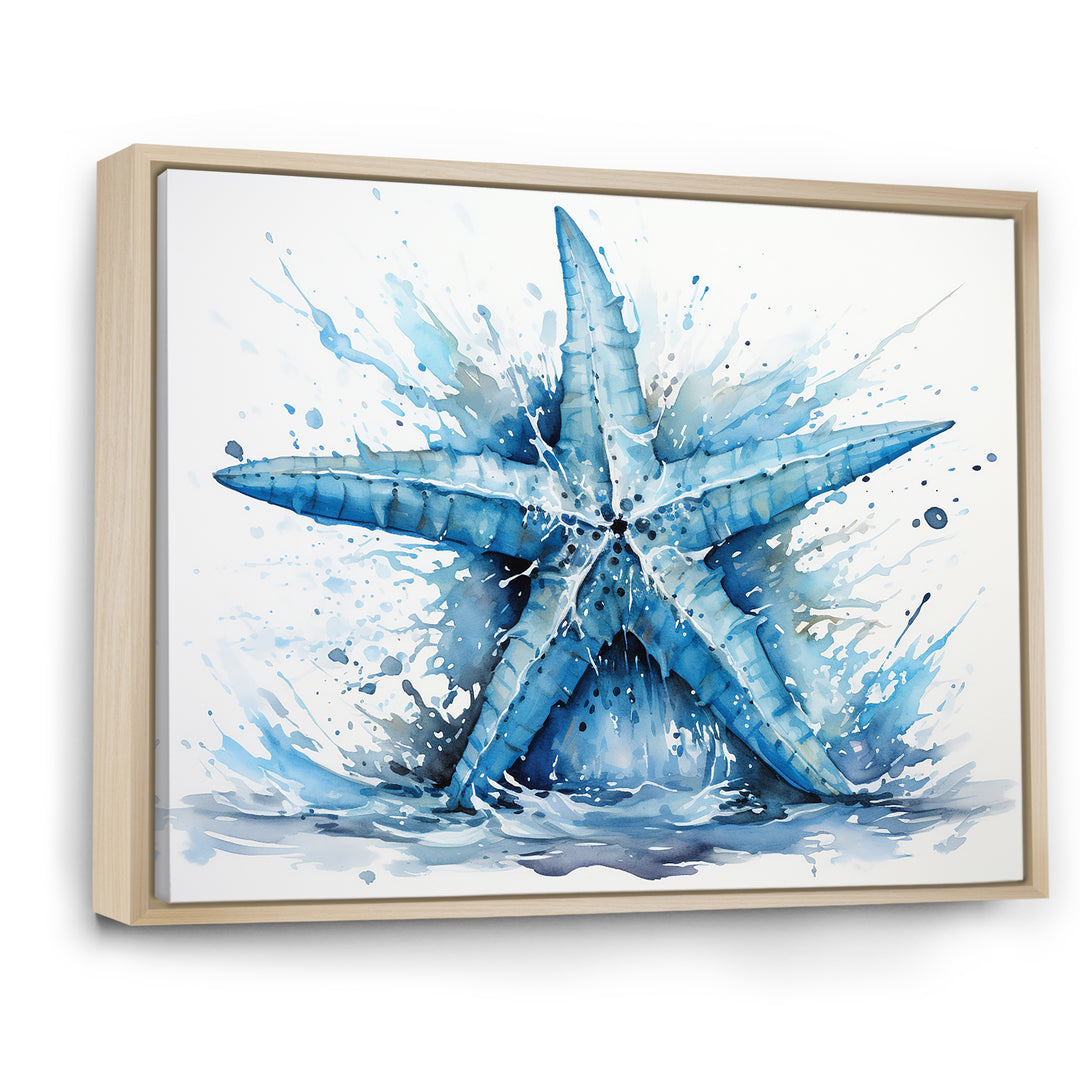 Watercolor blue Starfish - Starfish Large Canvas Wall Art