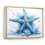 Watercolor blue Starfish - Starfish Large Canvas Wall Art