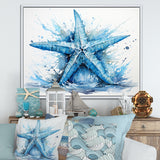Watercolor blue Starfish - Starfish Large Canvas Wall Art