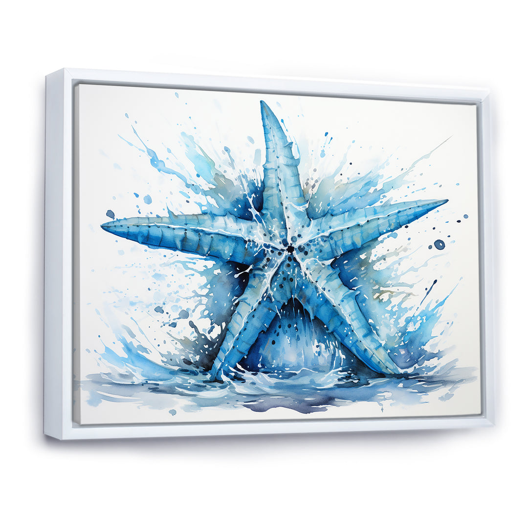 Watercolor blue Starfish - Starfish Large Canvas Wall Art