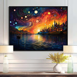 Starry Night Over the Rhone in France II - Landscapes Canvas Wall Art