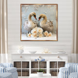 White blooming Swan beauty - Swans Living Room Wall Art